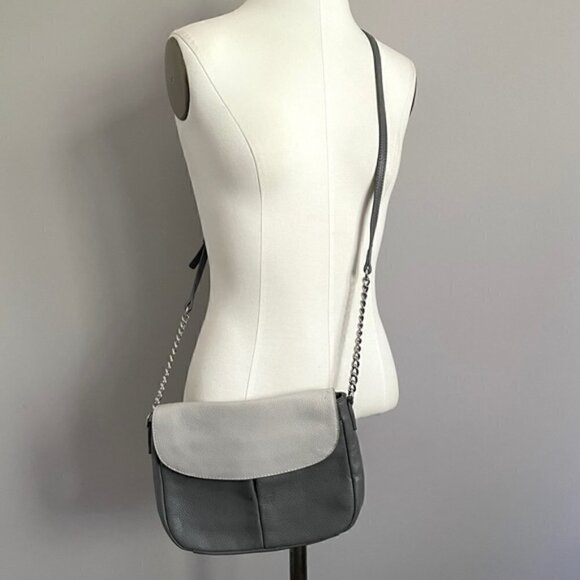 Nordstrom Halogen Gray Fremont Leather Crossbody Flap Bag - Picture 2 of 10